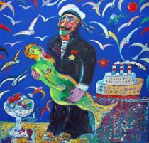 Моряк и русалочка, 120 * 100 см 